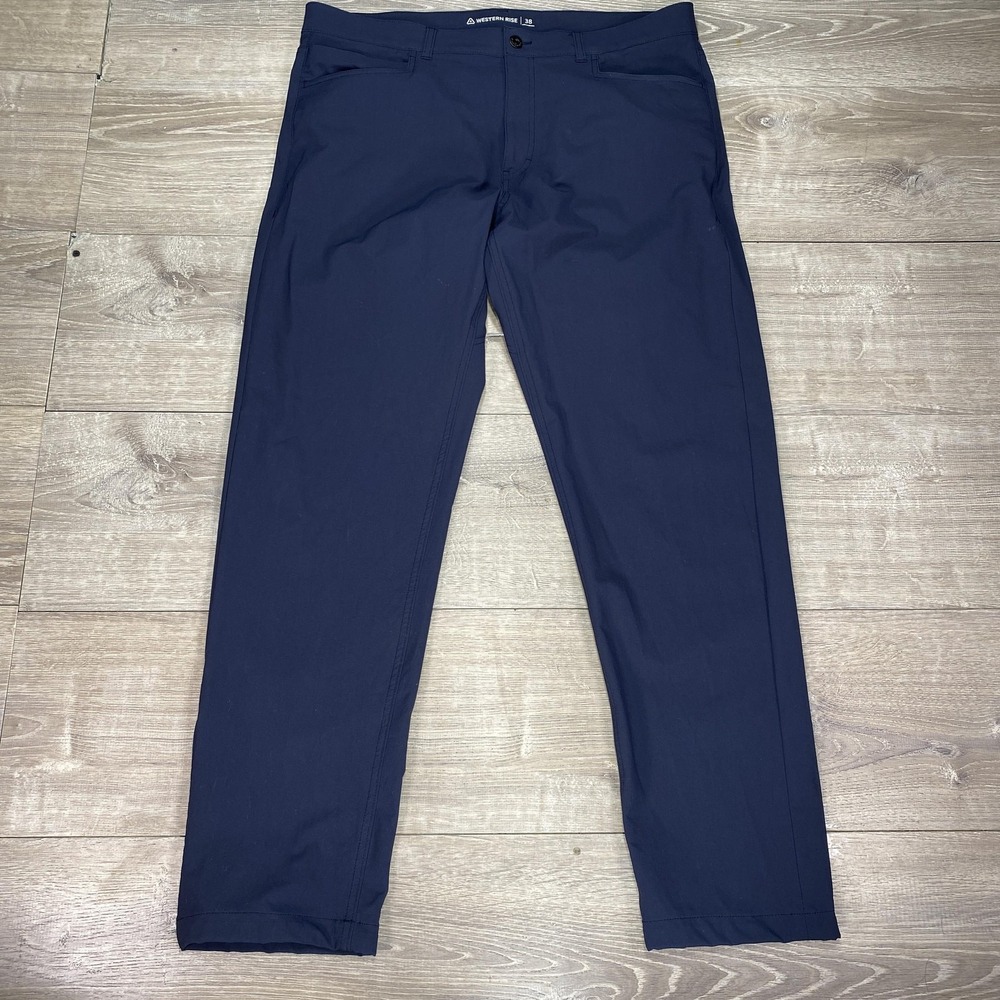 Western Rise Pants Mens 38x32/34 Navy Evolution 2-Way Stretch Travel Nylon Flex‎
